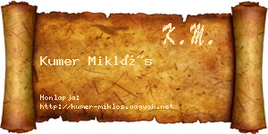 Kumer Miklós névjegykártya
